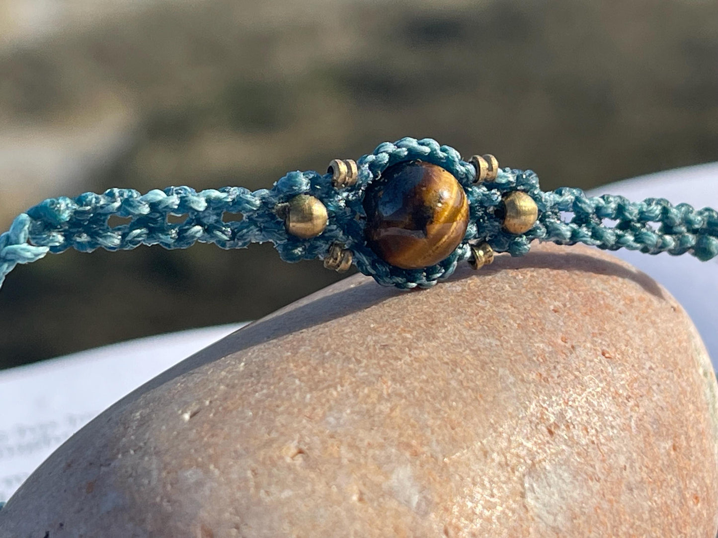 Stunning macrame wrapped tigers eye gemstone  bracelet, ethical jewellery, unusual jewellery, macrame jewellery. Macrame bracelet. Boho.