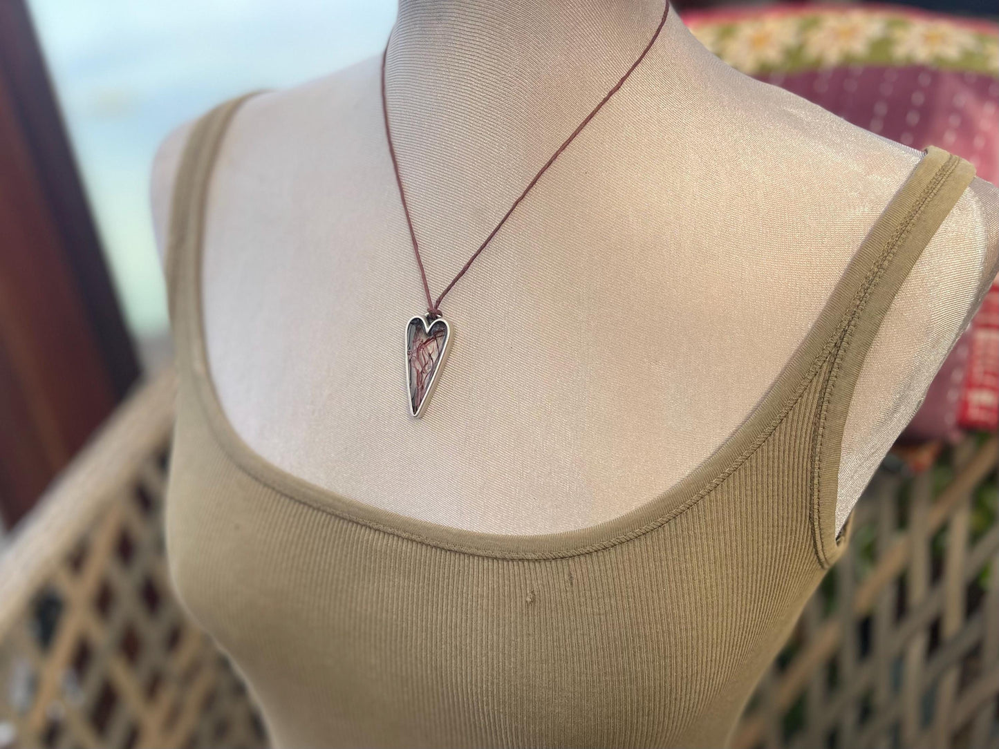 Red seaweed necklace. Perfect for beach lovers.  Handcrafted ethical jewellery, handmade necklace, boho jewellery, handmade unusual necklace