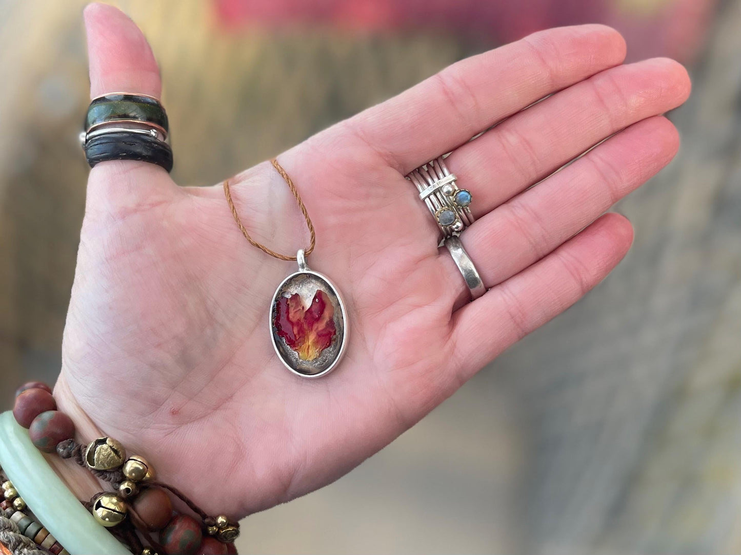 Rose necklace, flower necklace, romantic gift for her, boho necklace, rose pendant, handmade jewellery, handmade necklace, gift for gardener