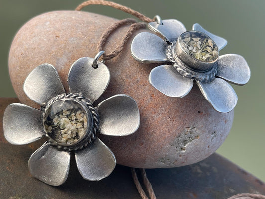 Flower necklace, ethical jewellery, carrot necklace, handmade necklace boho jewellery,  gift for her, flower pendant, gift for gardener