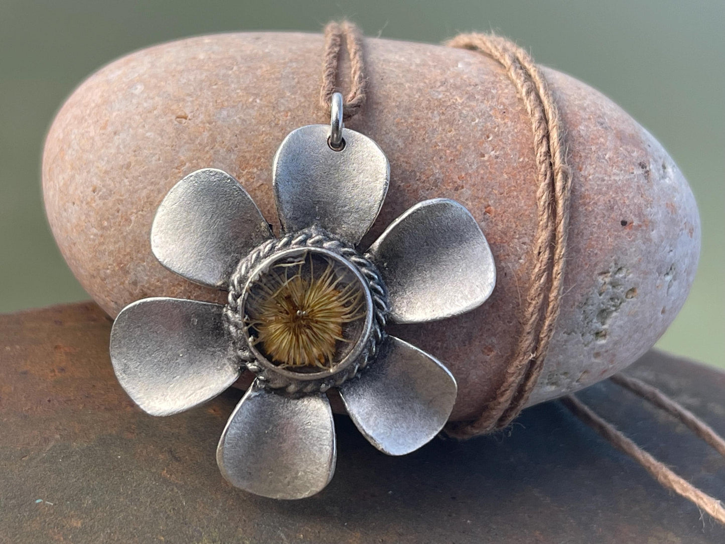 Flower necklace, ethical jewellery, daisy necklace, handmade necklace boho jewellery,  gift for her, flower pendant, gift for gardener
