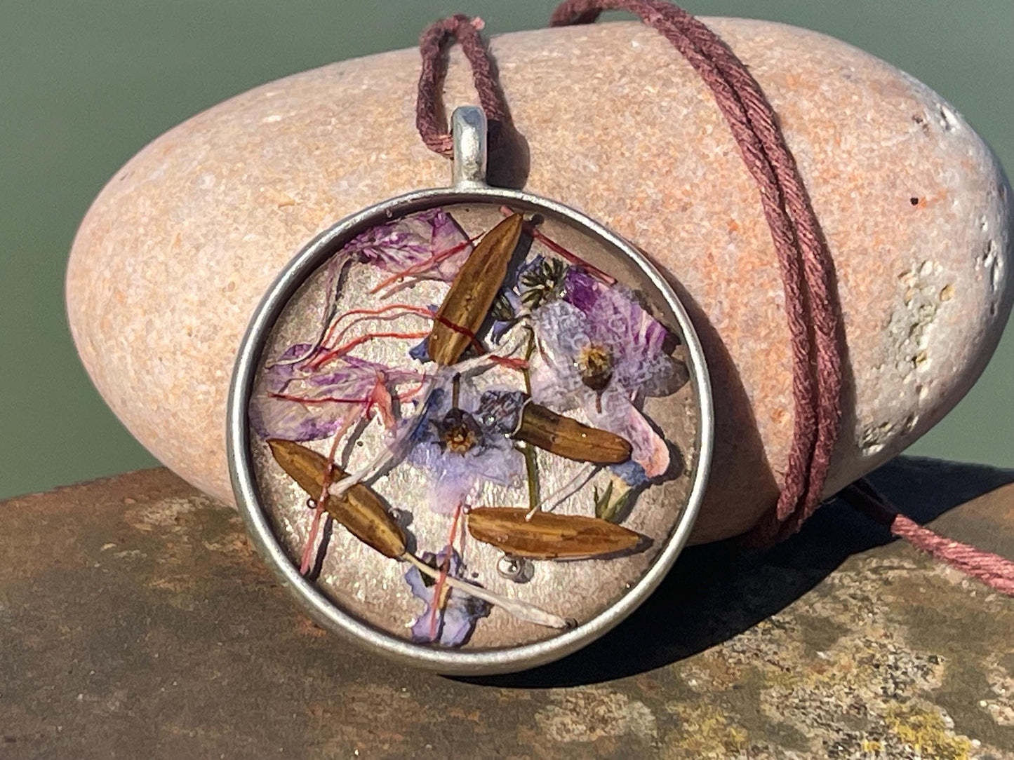 Flower necklace, ethical jewellery, forget me not necklace, handmade necklace, boho jewellery, flower pendant. Remembrance gifts.