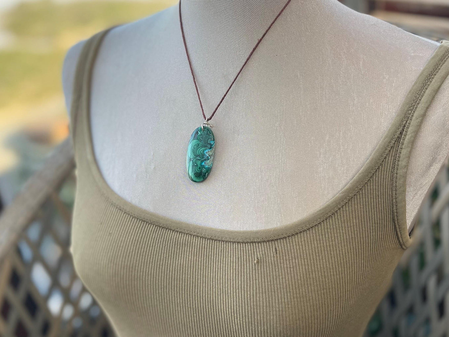 Chrysocolla Malachite necklace, ethical jewellery, bohemian necklace, unusual jewellery, malachite pendant, blue gemstone necklace