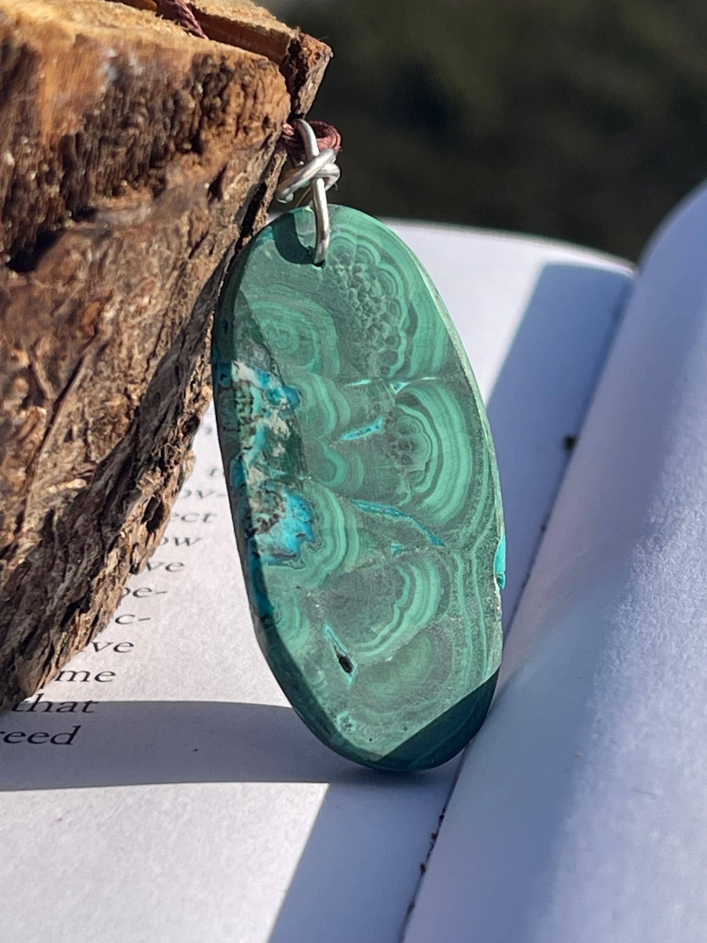 Chrysocolla Malachite necklace, ethical jewellery, bohemian necklace, unusual jewellery, malachite pendant, blue gemstone necklace