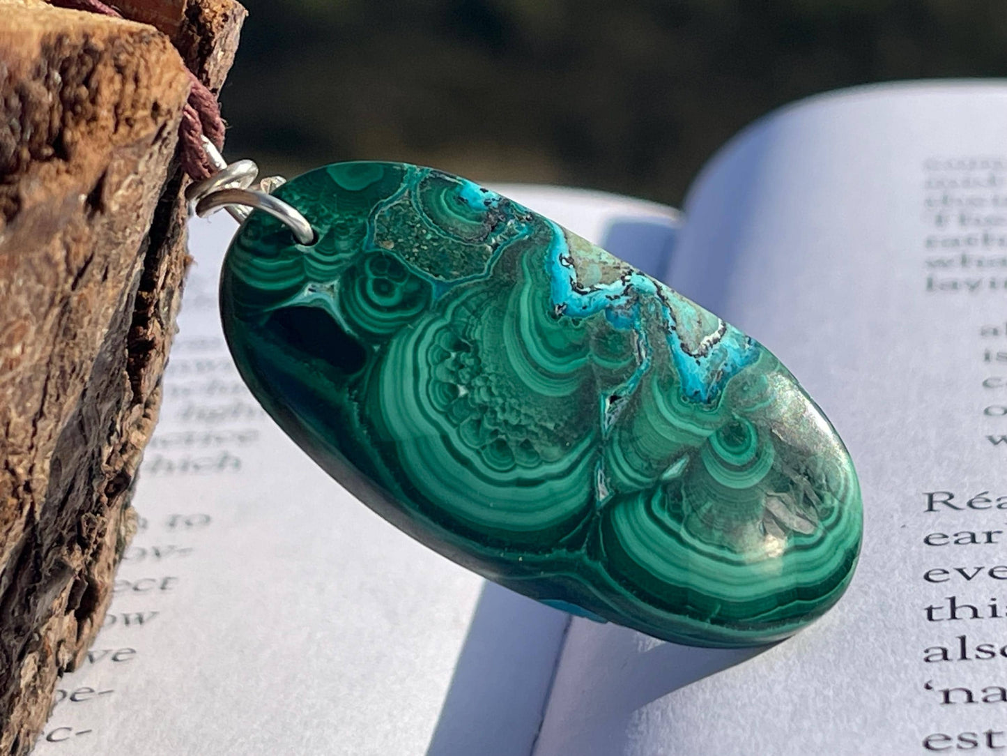 Chrysocolla Malachite necklace, ethical jewellery, bohemian necklace, unusual jewellery, malachite pendant, blue gemstone necklace