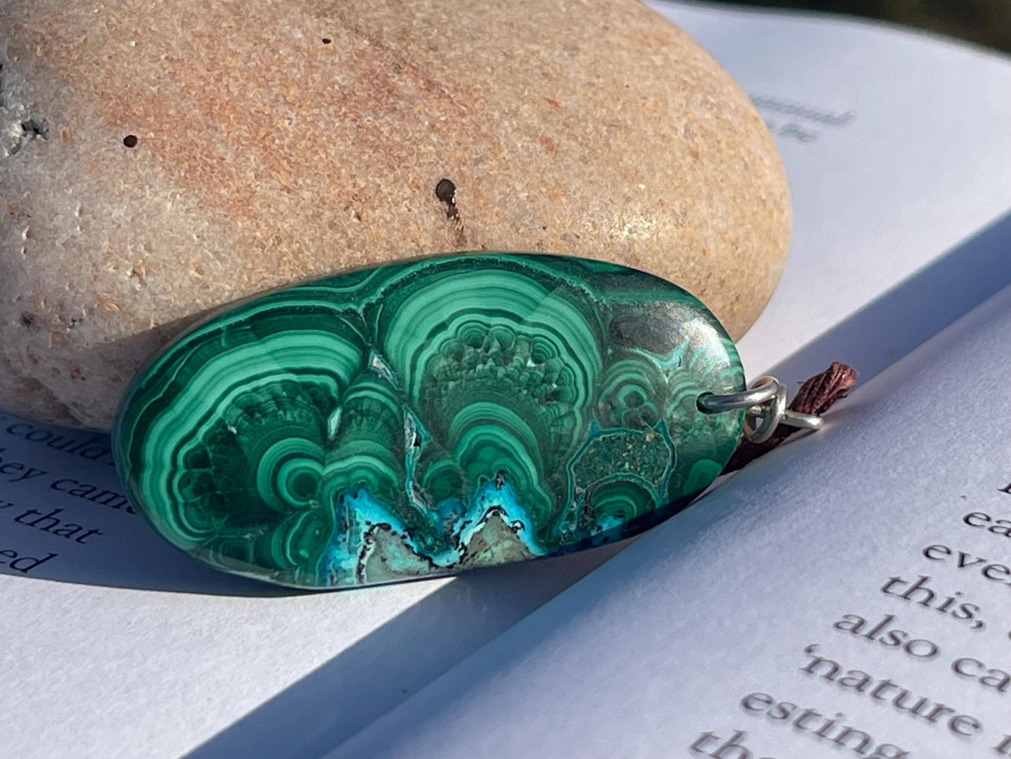 Chrysocolla Malachite necklace, ethical jewellery, bohemian necklace, unusual jewellery, malachite pendant, blue gemstone necklace