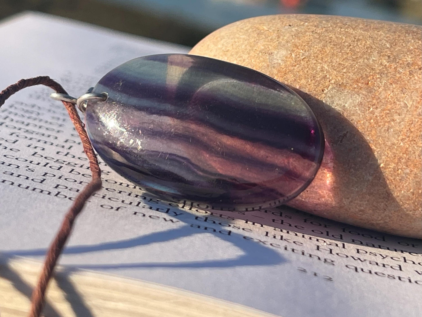 Rainbow Flourite pendant, fluorite necklace, amethyst jewellery, gift for him, boho handmade necklace, boho gift for her, ethical jewellery