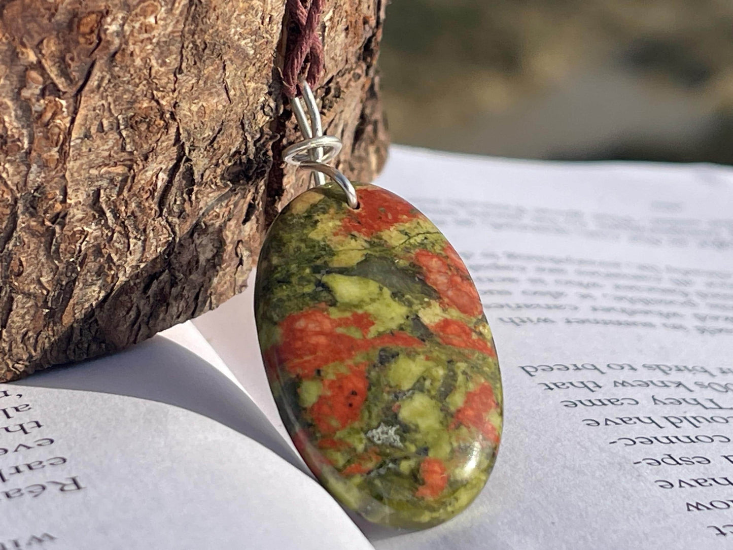 Unakite necklace, boho necklace, ethical jewellery, gift for him, handmade necklace for a man, gemstone gift for her, unique necklace.