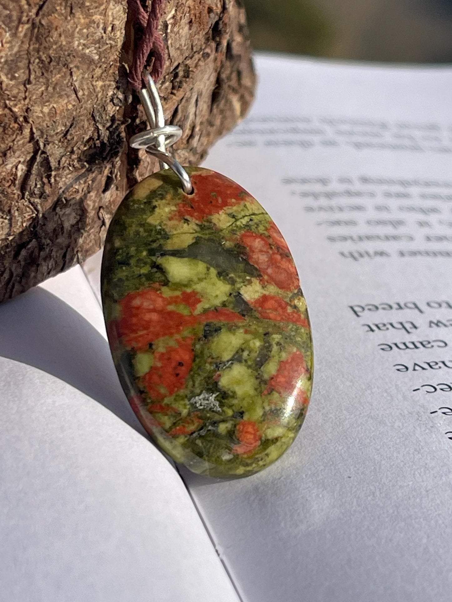 Unakite necklace, boho necklace, ethical jewellery, gift for him, handmade necklace for a man, gemstone gift for her, unique necklace.