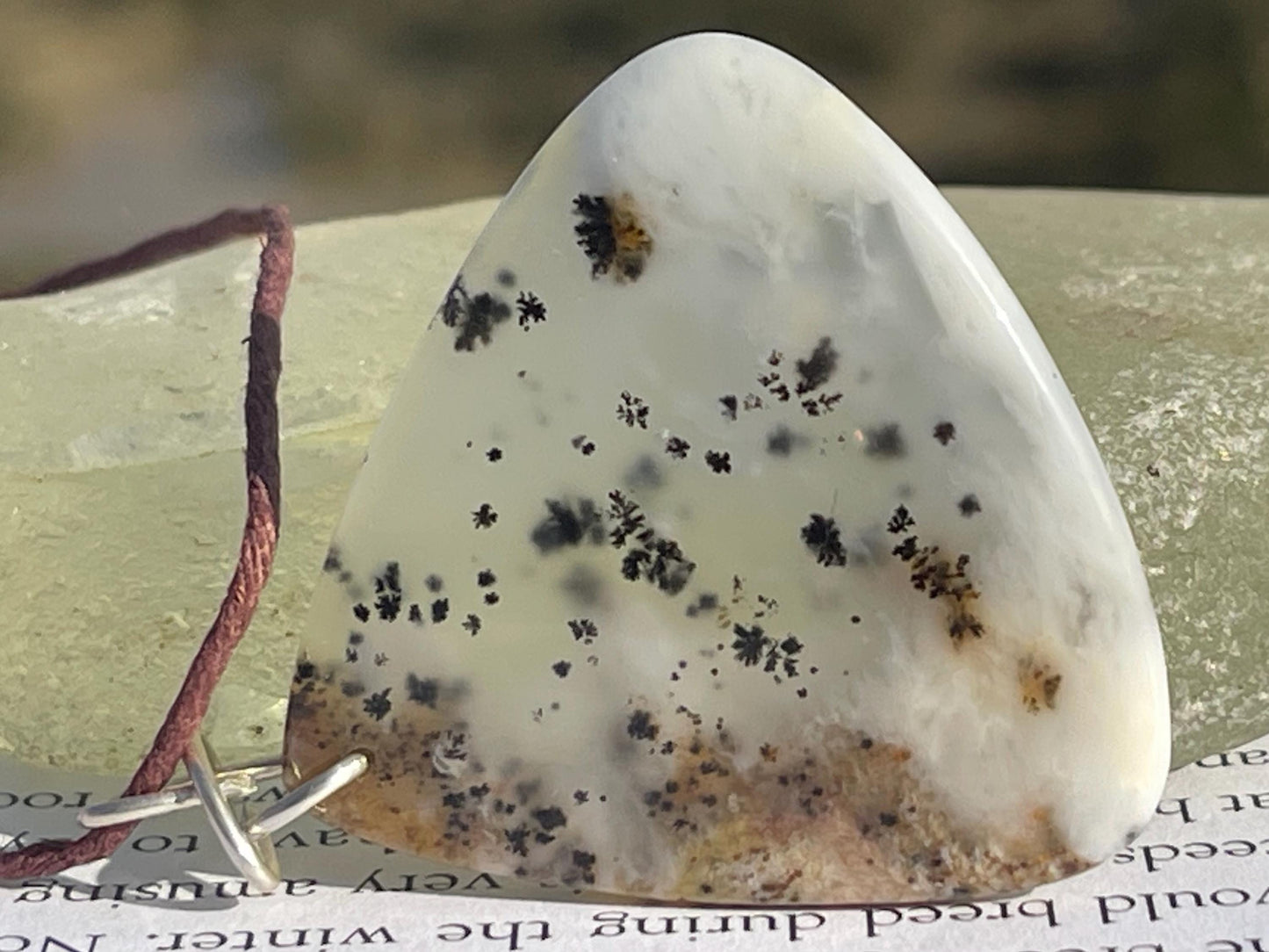 Moss agate necklace, moss agate pendant, large gemstone necklace, green gemstone, gift for gardener. Handmade necklace, boho gift for her