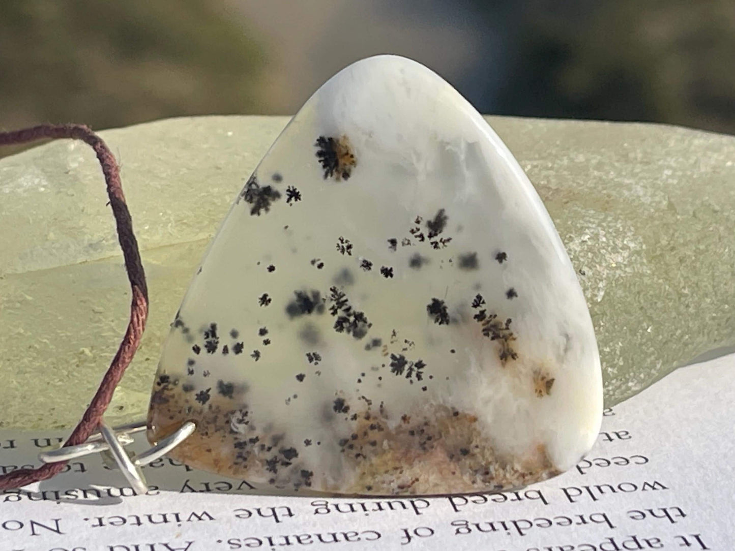 Moss agate necklace, moss agate pendant, large gemstone necklace, green gemstone, gift for gardener. Handmade necklace, boho gift for her