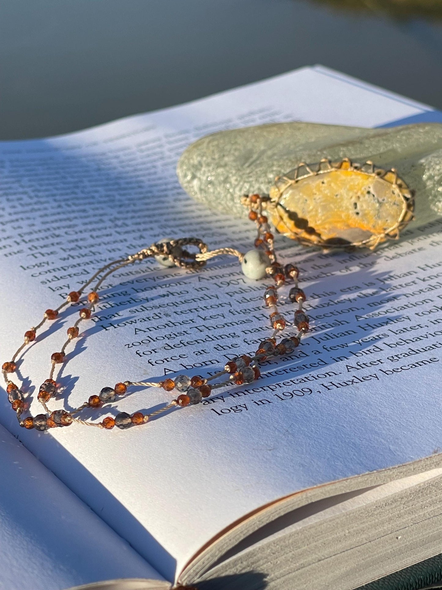 Stunning macrame yellow jasper necklace, jasper pendant, yellow gemstone, Handmade gemstone necklace, boho gift for her. Macrame jewellery.