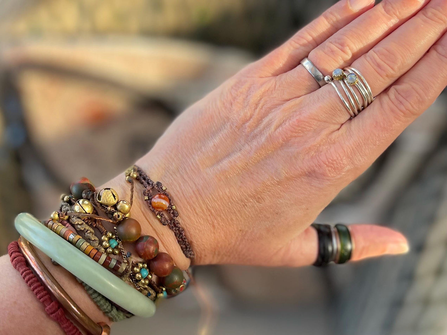 Stunning macrame wrapped carnelian gemstone  bracelet, ethical jewellery, unusual jewellery, macrame jewellery. Orange macrame bracelet.