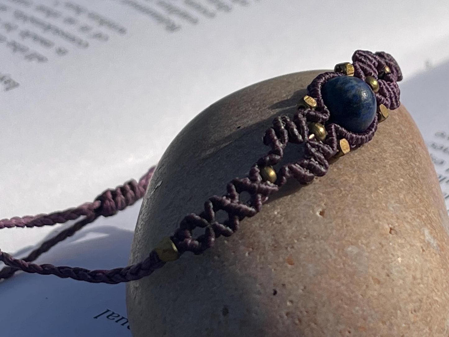 Stunning macrame wrapped lapis gemstone  bracelet, ethical jewellery, unusual jewellery, macrame jewellery. Orange macrame bracelet.