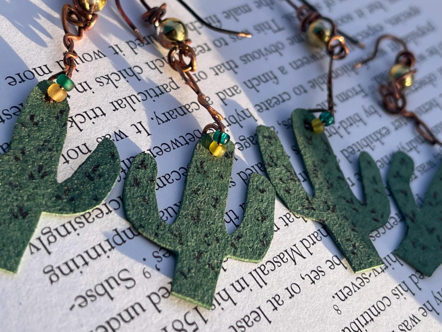 Eco friendly earrings made with sustainable cactus leather. Cruelty free, ethical, sustainable earrings. Eco friendly jewellery.