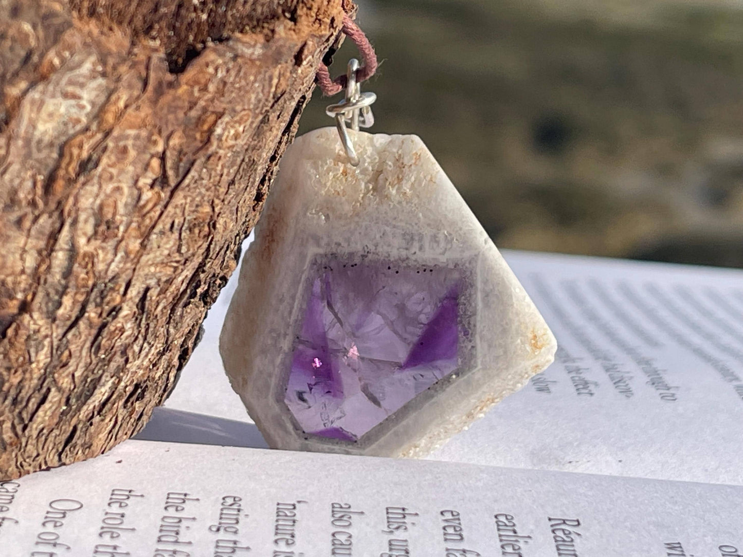 Amethyst pendant, amethyst necklace, amethyst jewellery, gift for him, boho handmade necklace,  romantic gift for her, ethical jewellery