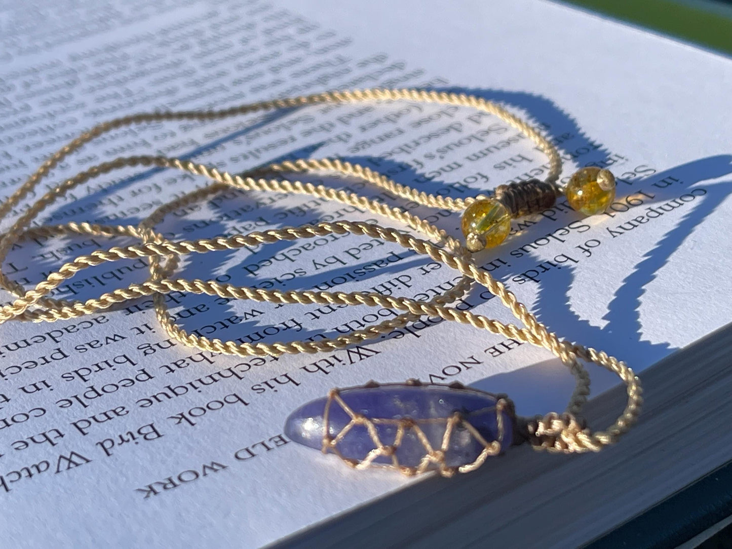 Stunning macrame tanzanite necklace on an adjustable cord. Handmade gemstone necklace, boho jewellery. Macrame jewellery. Unique necklace.