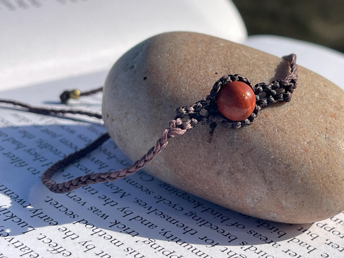Stunning macrame wrapped jasper gemstone  bracelet, ethical jewellery, unusual jewellery, macrame jewellery. Orange macrame bracelet. Boho.