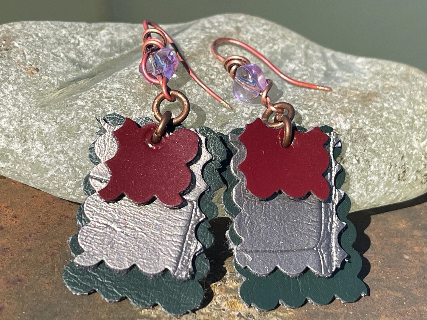 Eco friendly earrings made with sustainable cactus leather. Cruelty free, ethical, sustainable earrings. Eco friendly jewellery.