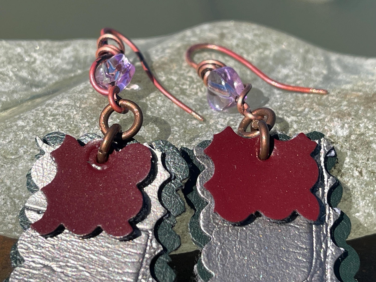 Eco friendly earrings made with sustainable cactus leather. Cruelty free, ethical, sustainable earrings. Eco friendly jewellery.