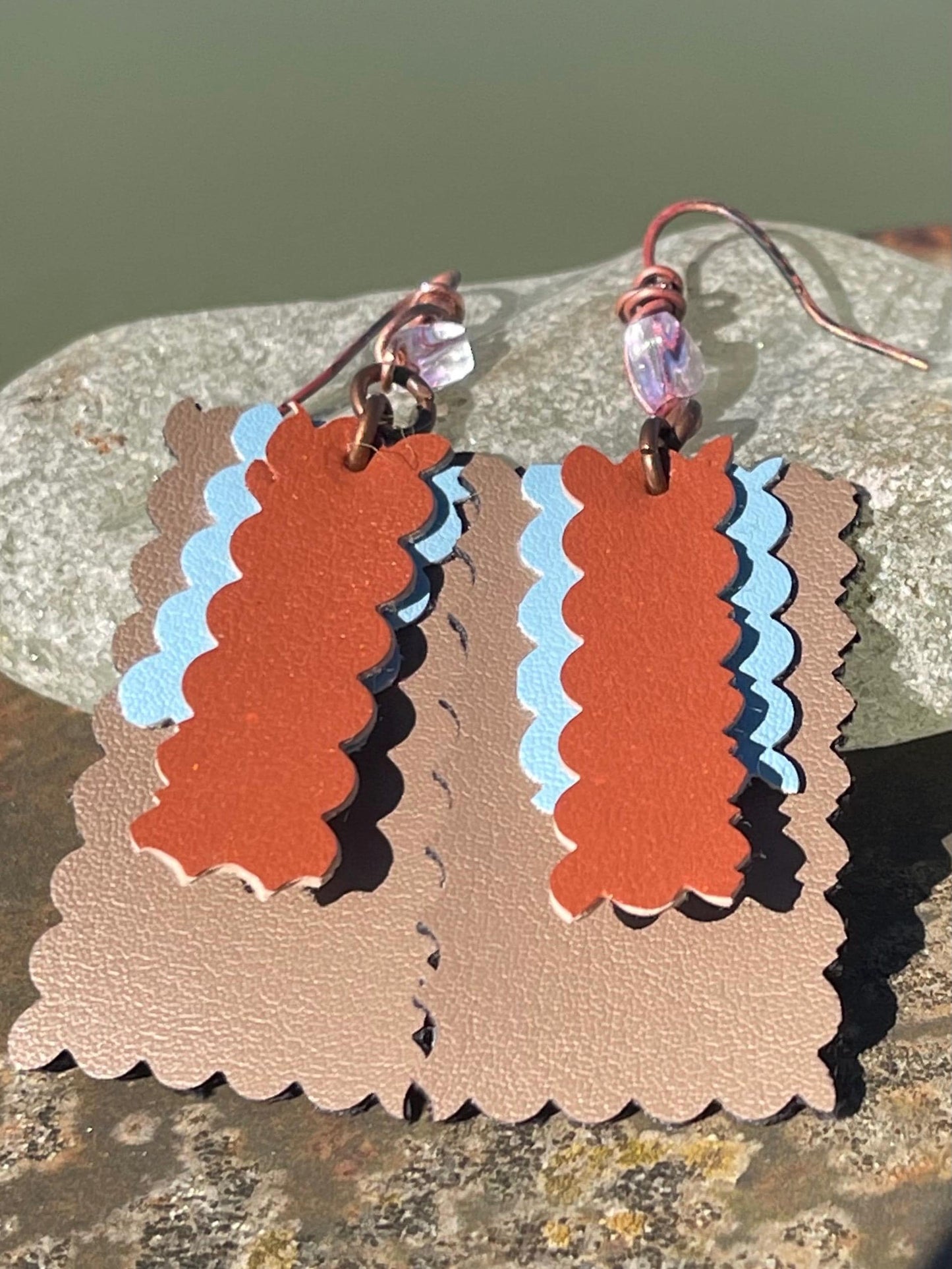 Eco friendly earrings made with sustainable cactus leather. Cruelty free, ethical, sustainable earrings. Eco friendly jewellery.
