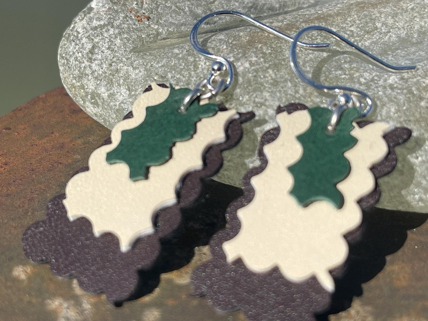 Eco friendly earrings made with sustainable cactus leather. Cruelty free, ethical, sustainable earrings. Eco friendly jewellery.