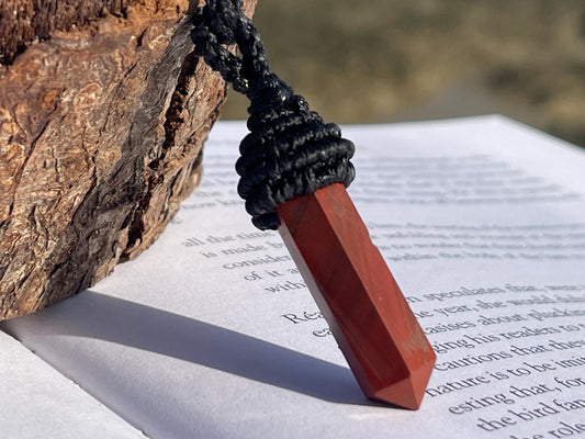 Stunning macrame jasper necklace on an adjustable cord. Handmade gemstone necklace, boho jewellery. Macrame jewellery. Unique necklace.