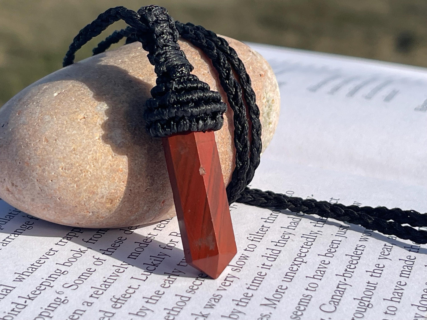 Stunning macrame jasper necklace on an adjustable cord. Handmade gemstone necklace, boho jewellery. Macrame jewellery. Unique necklace.