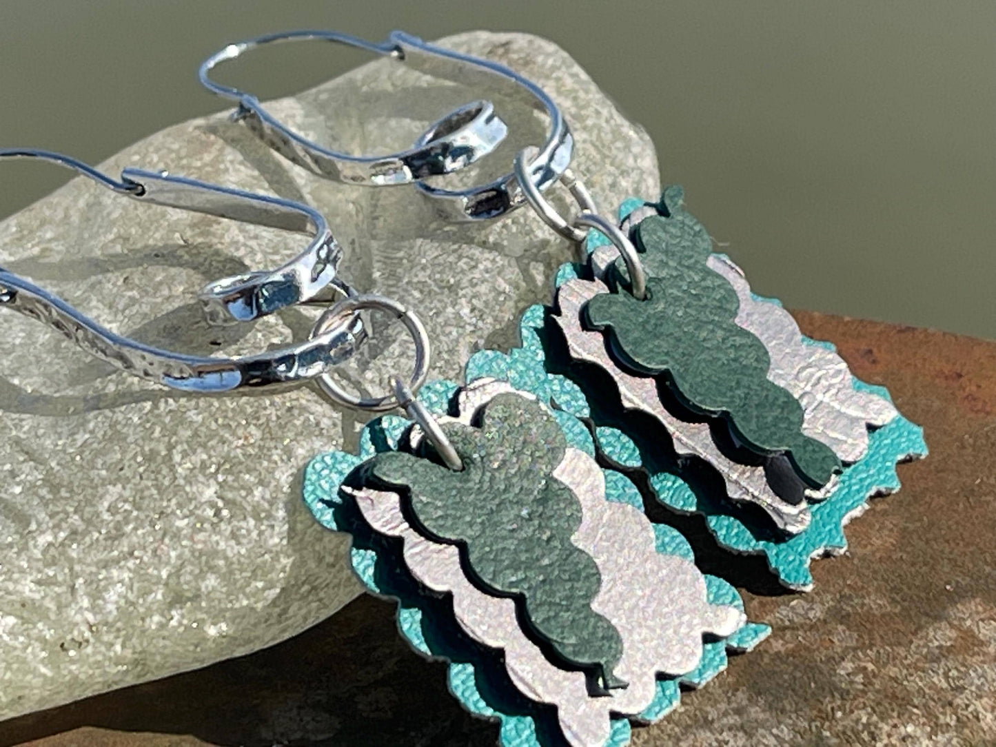 Eco friendly earrings made with sustainable cactus leather. Cruelty free, ethical, sustainable earrings. Eco friendly jewellery.