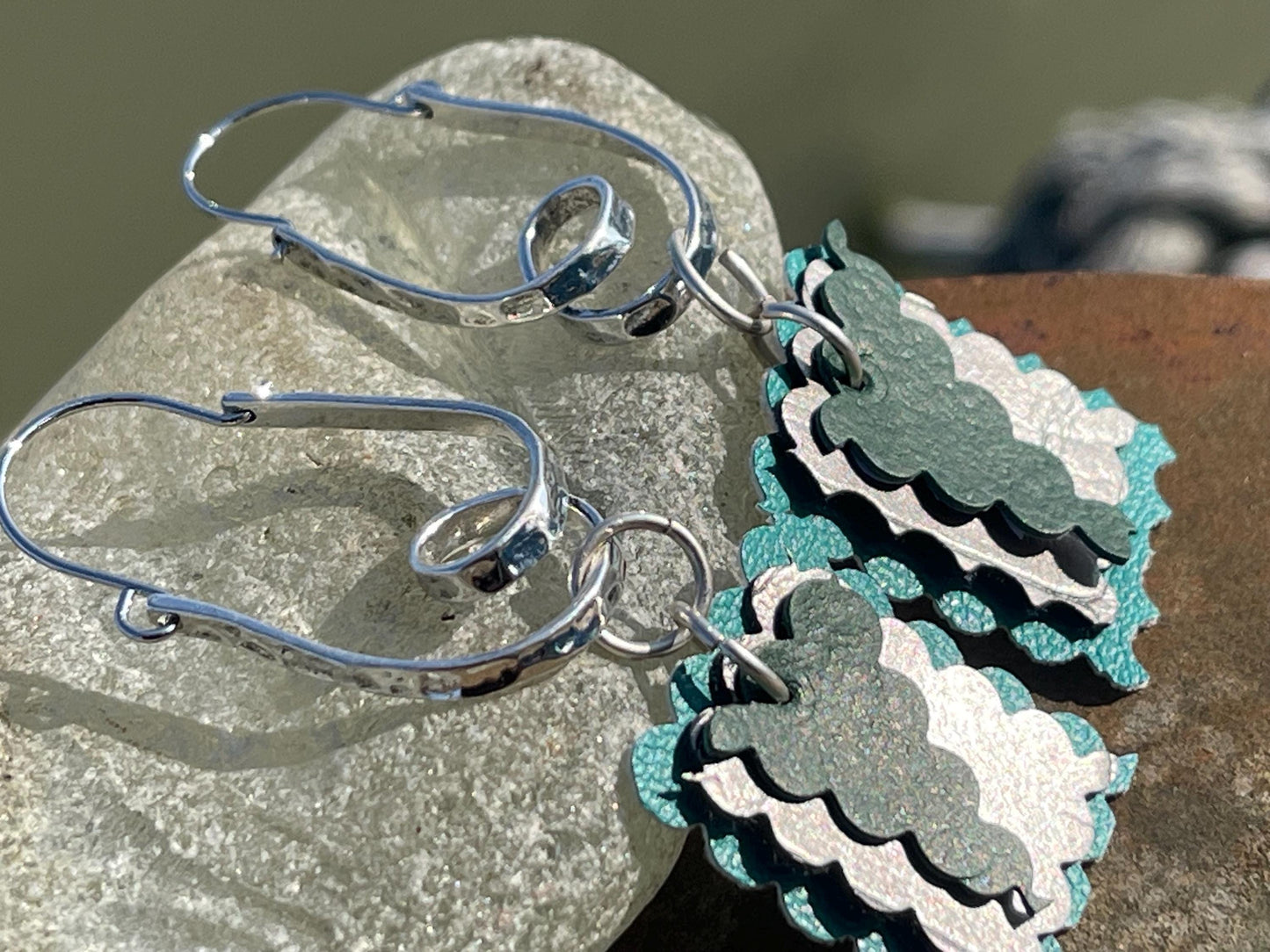 Eco friendly earrings made with sustainable cactus leather. Cruelty free, ethical, sustainable earrings. Eco friendly jewellery.