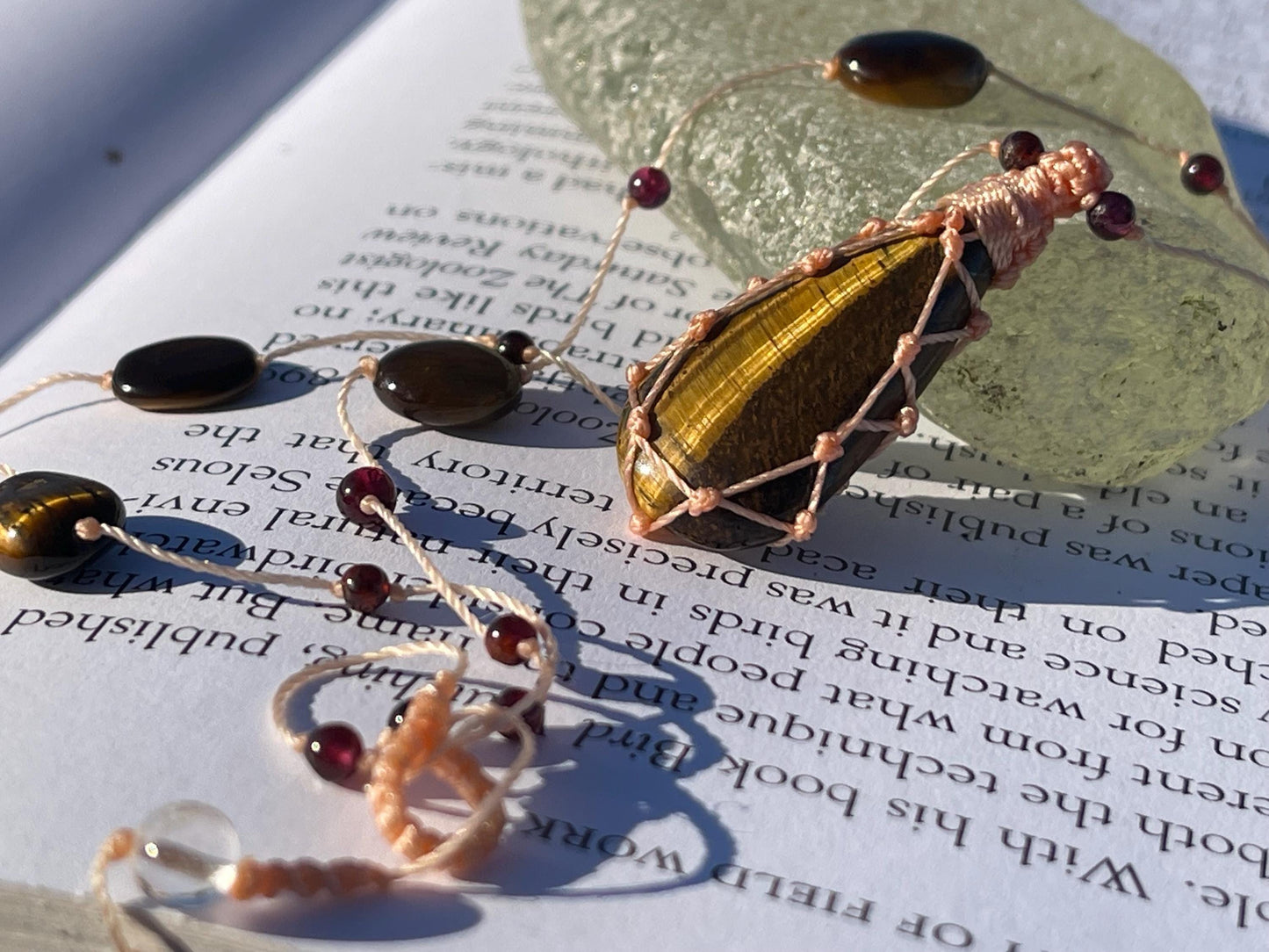 Stunning macrame tigers eye necklace, tigers eye pendant. Handmade gemstone necklace, boho jewellery. Macrame jewellery. Unique necklace.