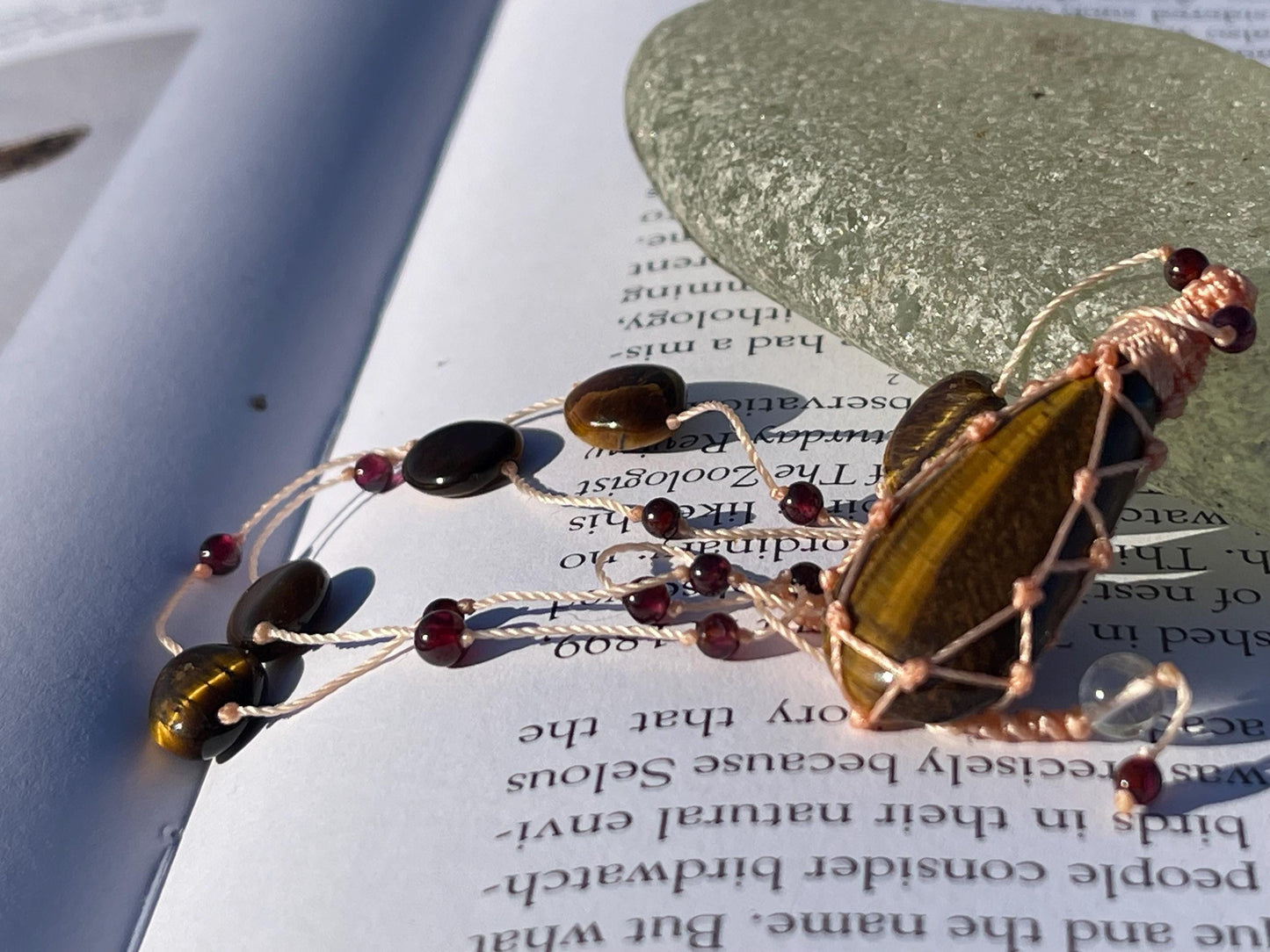 Stunning macrame tigers eye necklace, tigers eye pendant. Handmade gemstone necklace, boho jewellery. Macrame jewellery. Unique necklace.
