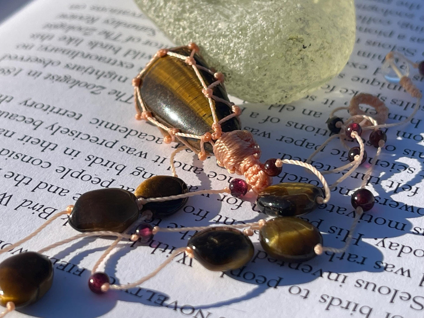 Stunning macrame tigers eye necklace, tigers eye pendant. Handmade gemstone necklace, boho jewellery. Macrame jewellery. Unique necklace.