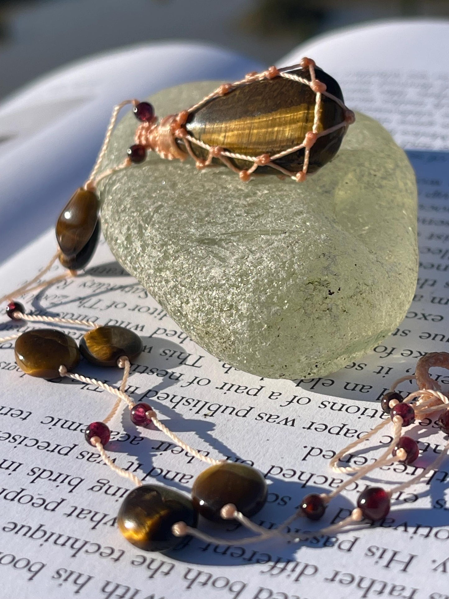 Stunning macrame tigers eye necklace, tigers eye pendant. Handmade gemstone necklace, boho jewellery. Macrame jewellery. Unique necklace.