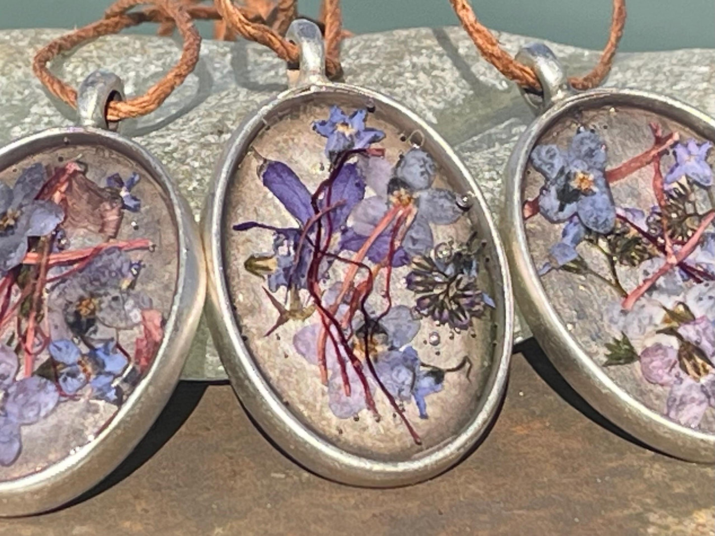 Flower necklace, ethical jewellery, forget me not necklace, handmade necklace, boho jewellery, flower pendant. Remembrance gifts.