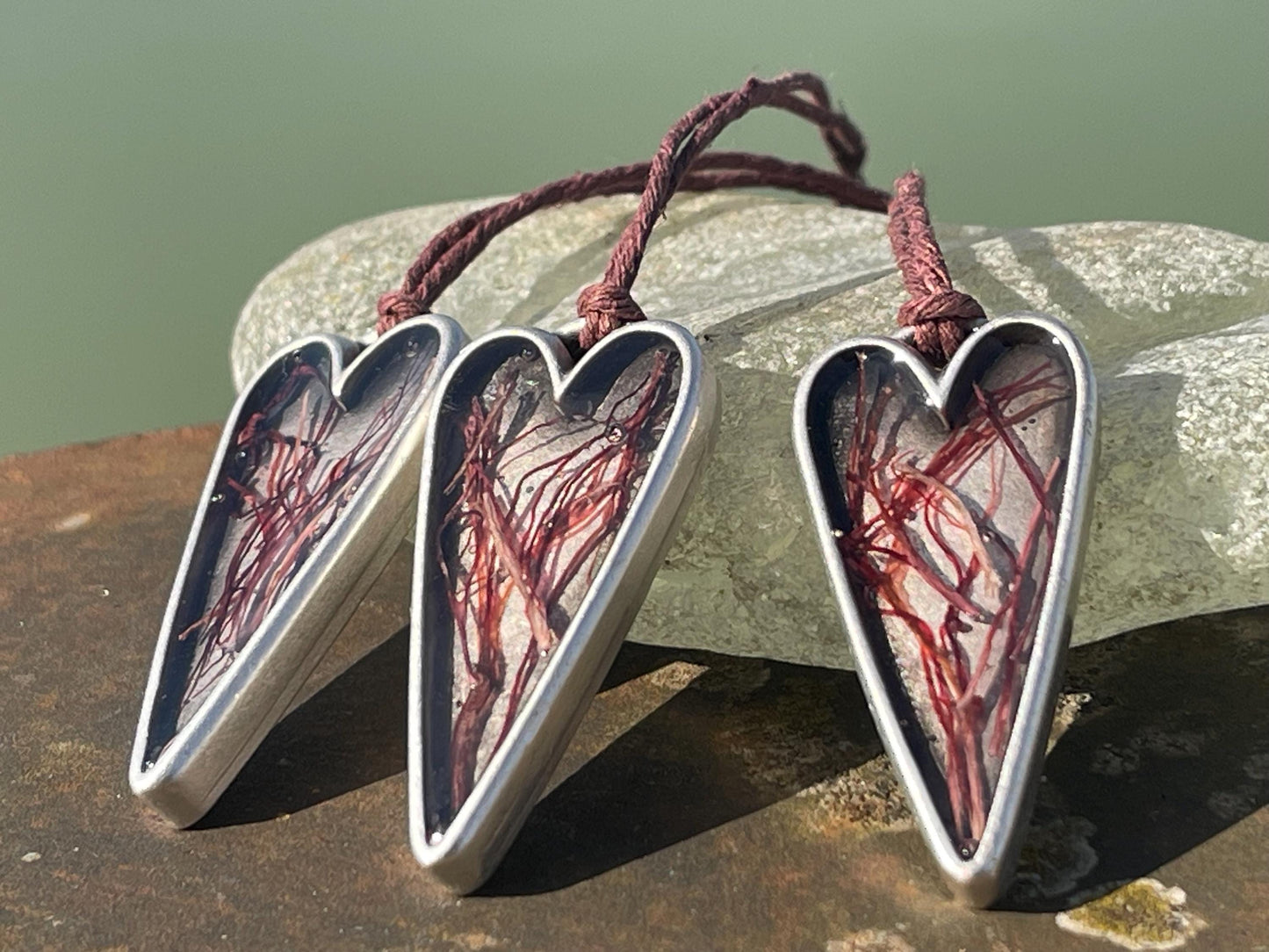 Red seaweed necklace. Perfect for beach lovers.  Handcrafted ethical jewellery, handmade necklace, boho jewellery, handmade unusual necklace