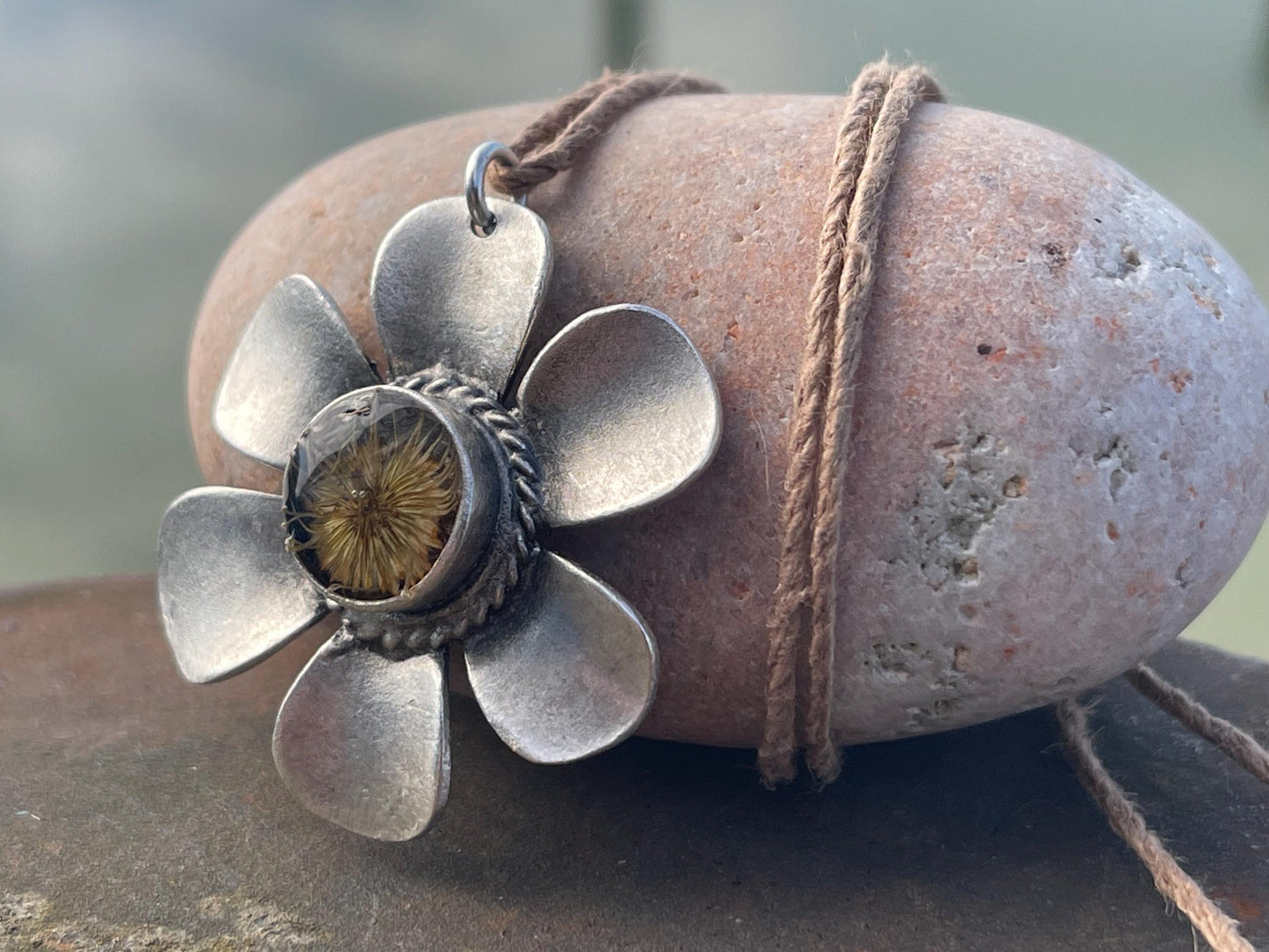 Flower necklace, ethical jewellery, daisy necklace, handmade necklace boho jewellery,  gift for her, flower pendant, gift for gardener