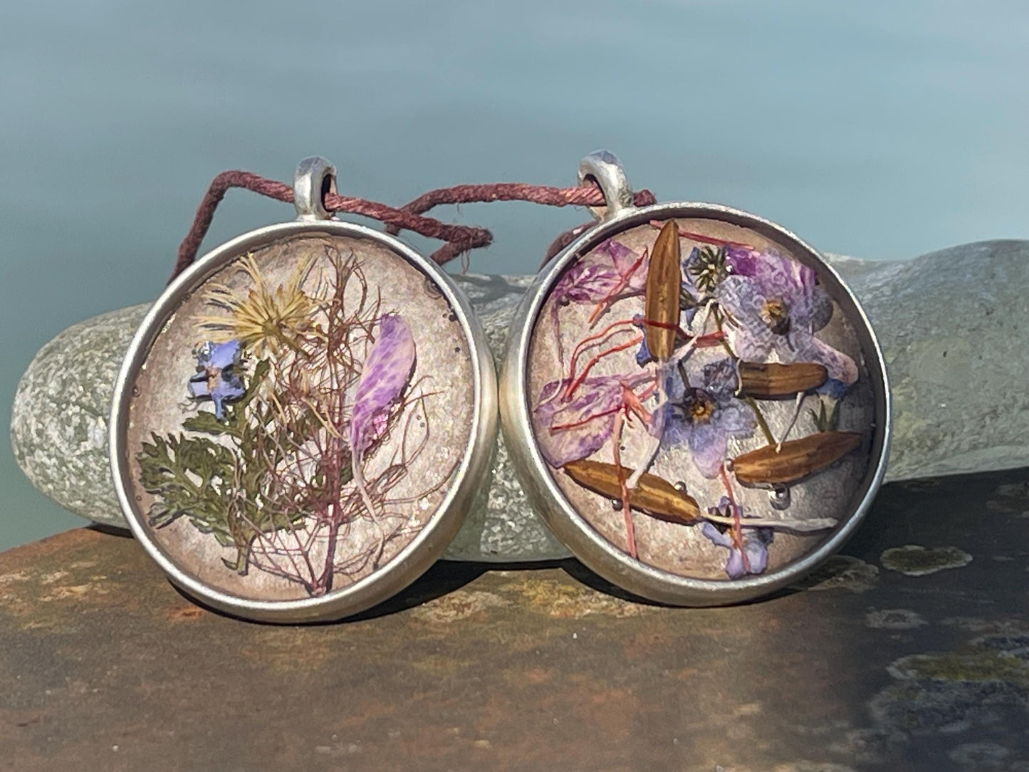 Flower necklace, ethical jewellery, forget me not necklace, handmade necklace, boho jewellery, flower pendant. Remembrance gifts.