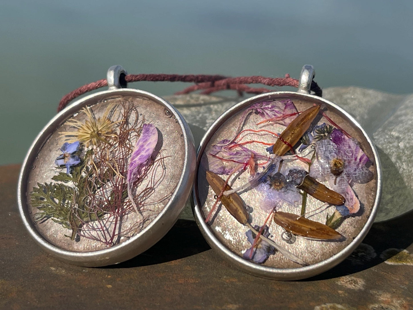 Flower necklace, ethical jewellery, forget me not necklace, handmade necklace, boho jewellery, flower pendant. Remembrance gifts.