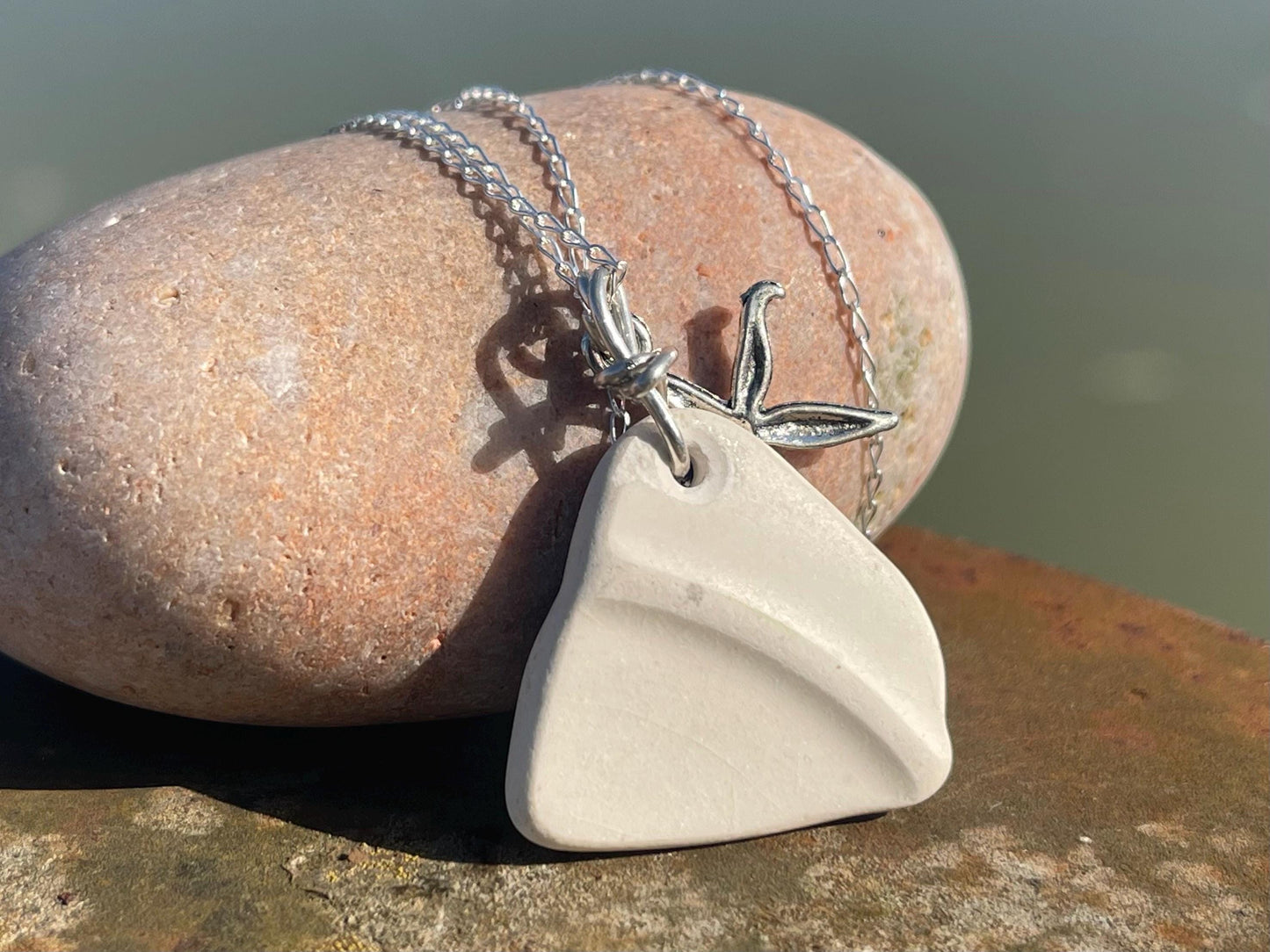 Eco friendly sea ceramic necklace on a sterling silver chain. Eco friendly jewellery, ethical jewellery. Eco friendly necklace. Starfish