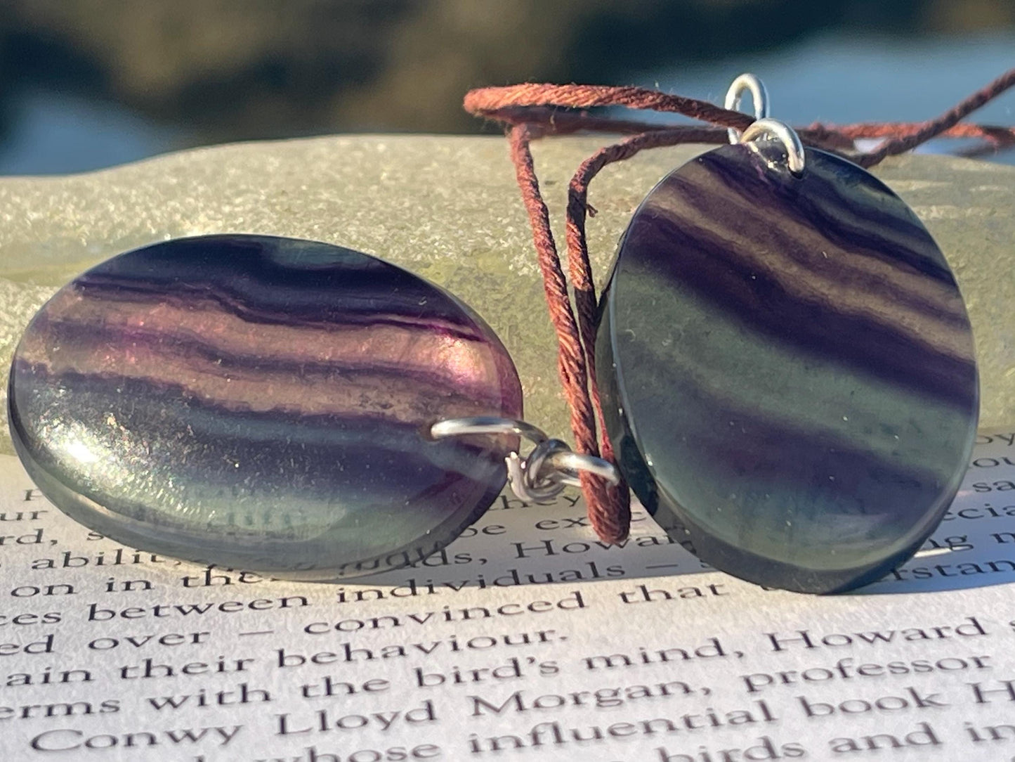 Rainbow Flourite pendant, fluorite necklace, amethyst jewellery, gift for him, boho handmade necklace, boho gift for her, ethical jewellery