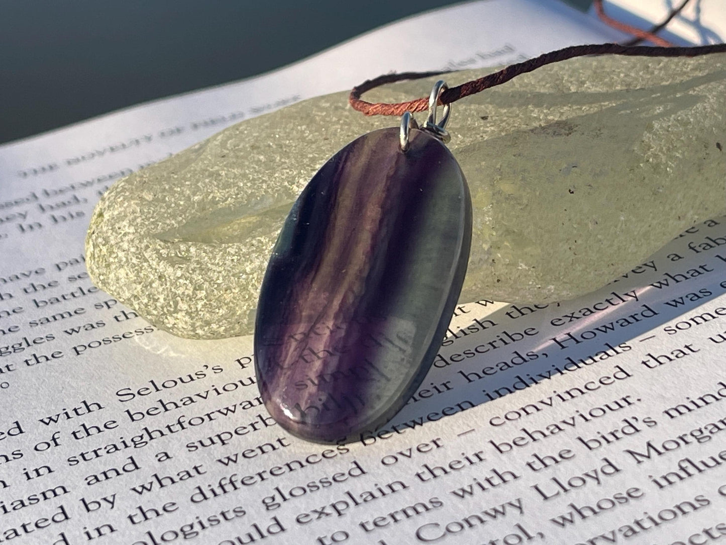 Rainbow Flourite pendant, fluorite necklace, amethyst jewellery, gift for him, boho handmade necklace, boho gift for her, ethical jewellery