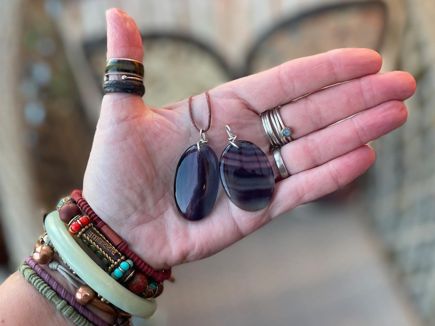 Rainbow Flourite pendant, fluorite necklace, amethyst jewellery, gift for him, boho handmade necklace, boho gift for her, ethical jewellery
