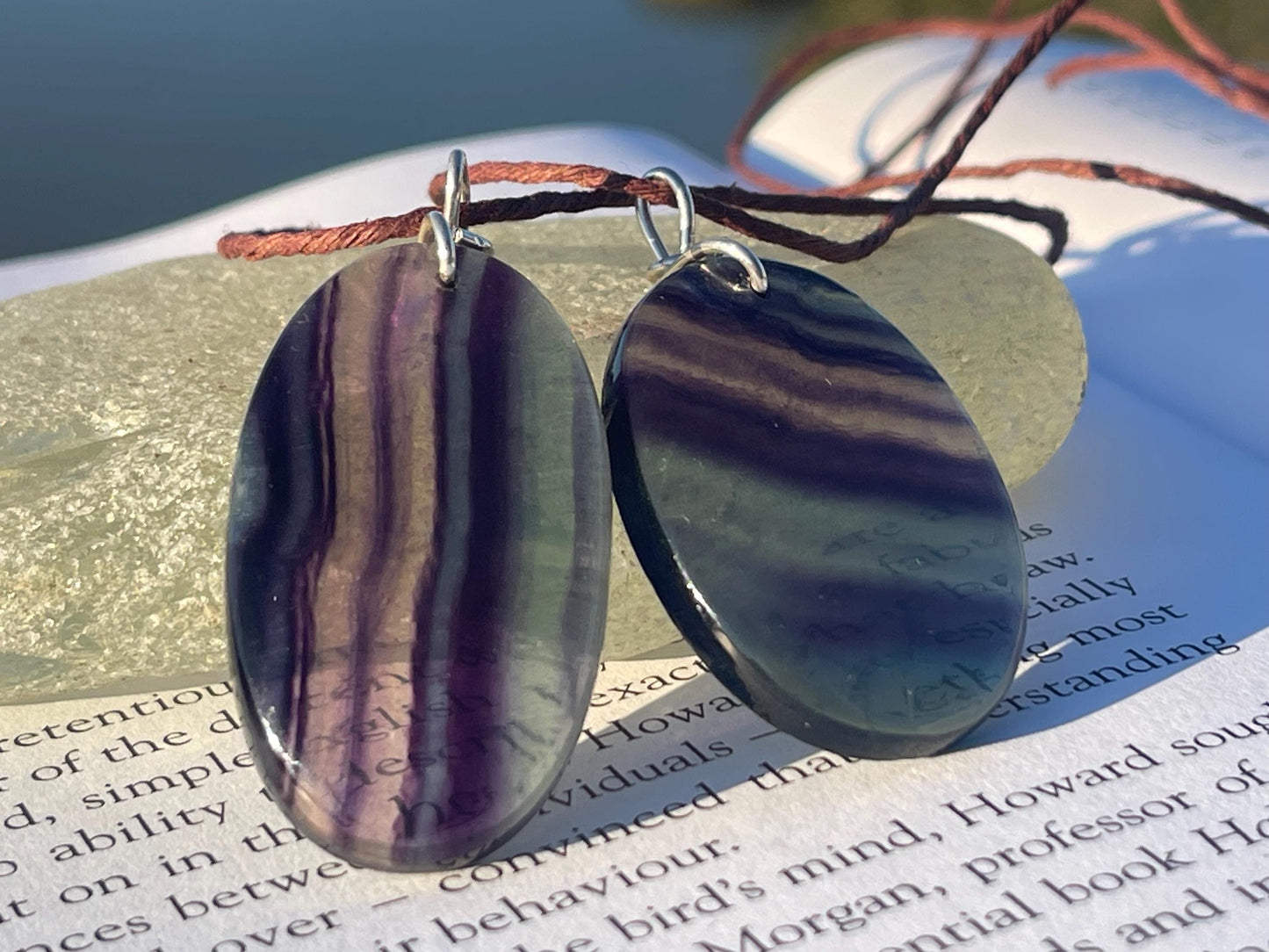 Rainbow Flourite pendant, fluorite necklace, amethyst jewellery, gift for him, boho handmade necklace, boho gift for her, ethical jewellery