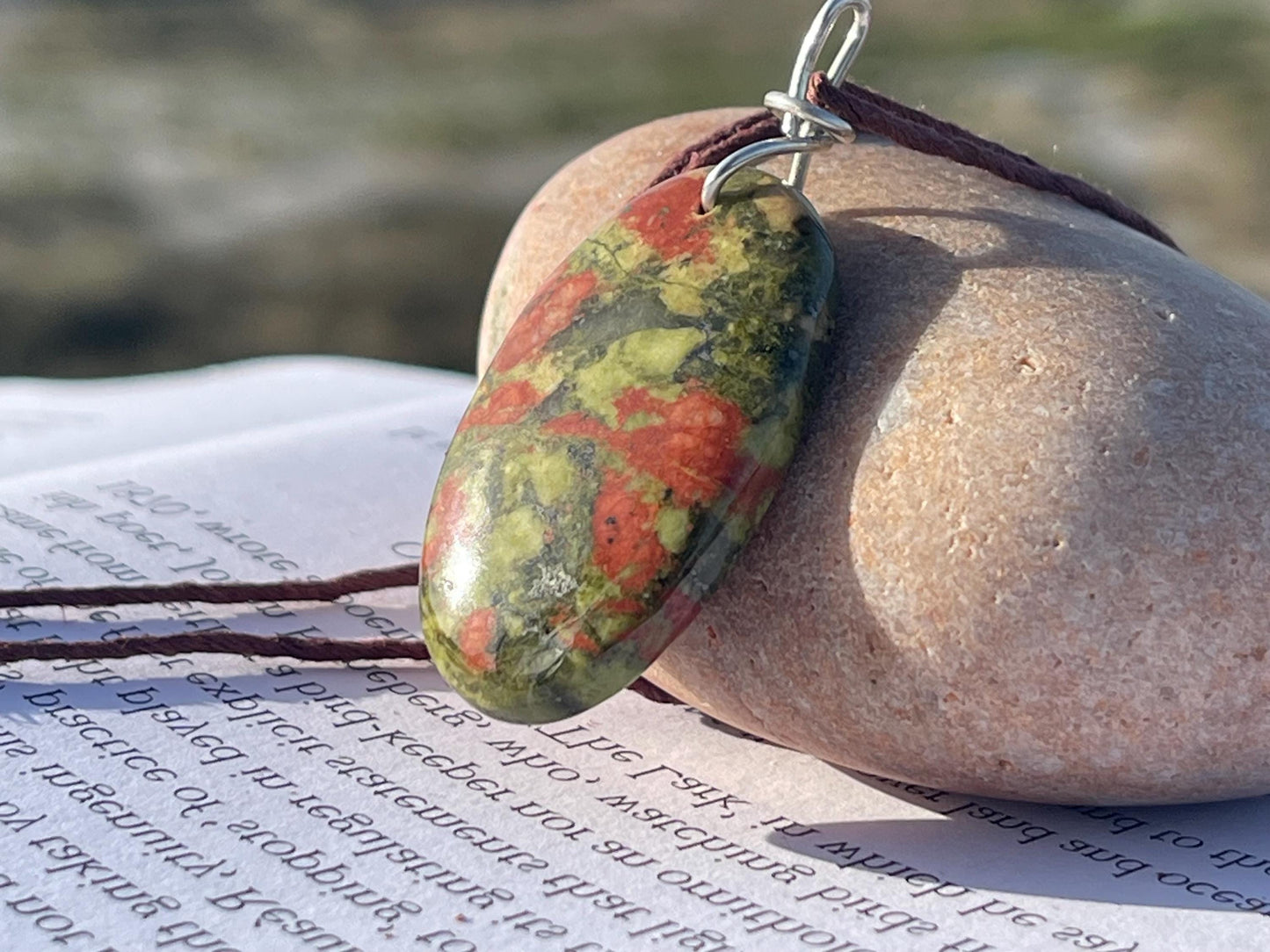 Unakite necklace, boho necklace, ethical jewellery, gift for him, handmade necklace for a man, gemstone gift for her, unique necklace.