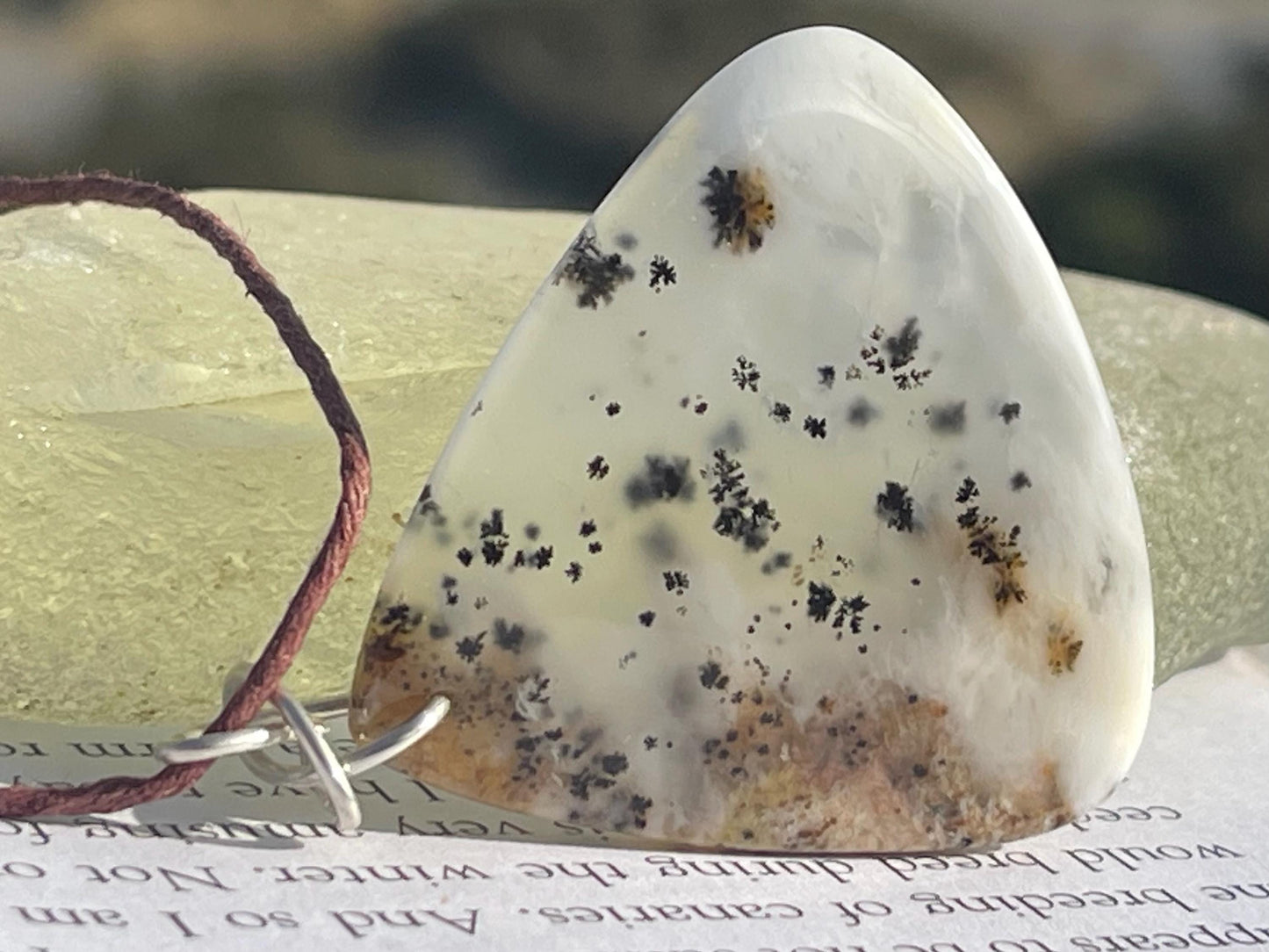 Moss agate necklace, moss agate pendant, large gemstone necklace, green gemstone, gift for gardener. Handmade necklace, boho gift for her