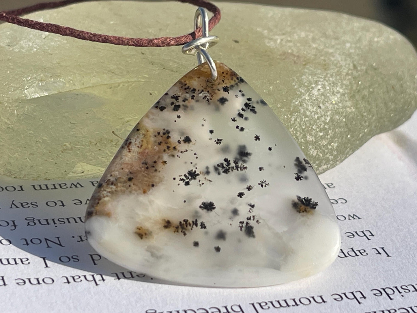 Moss agate necklace, moss agate pendant, large gemstone necklace, green gemstone, gift for gardener. Handmade necklace, boho gift for her