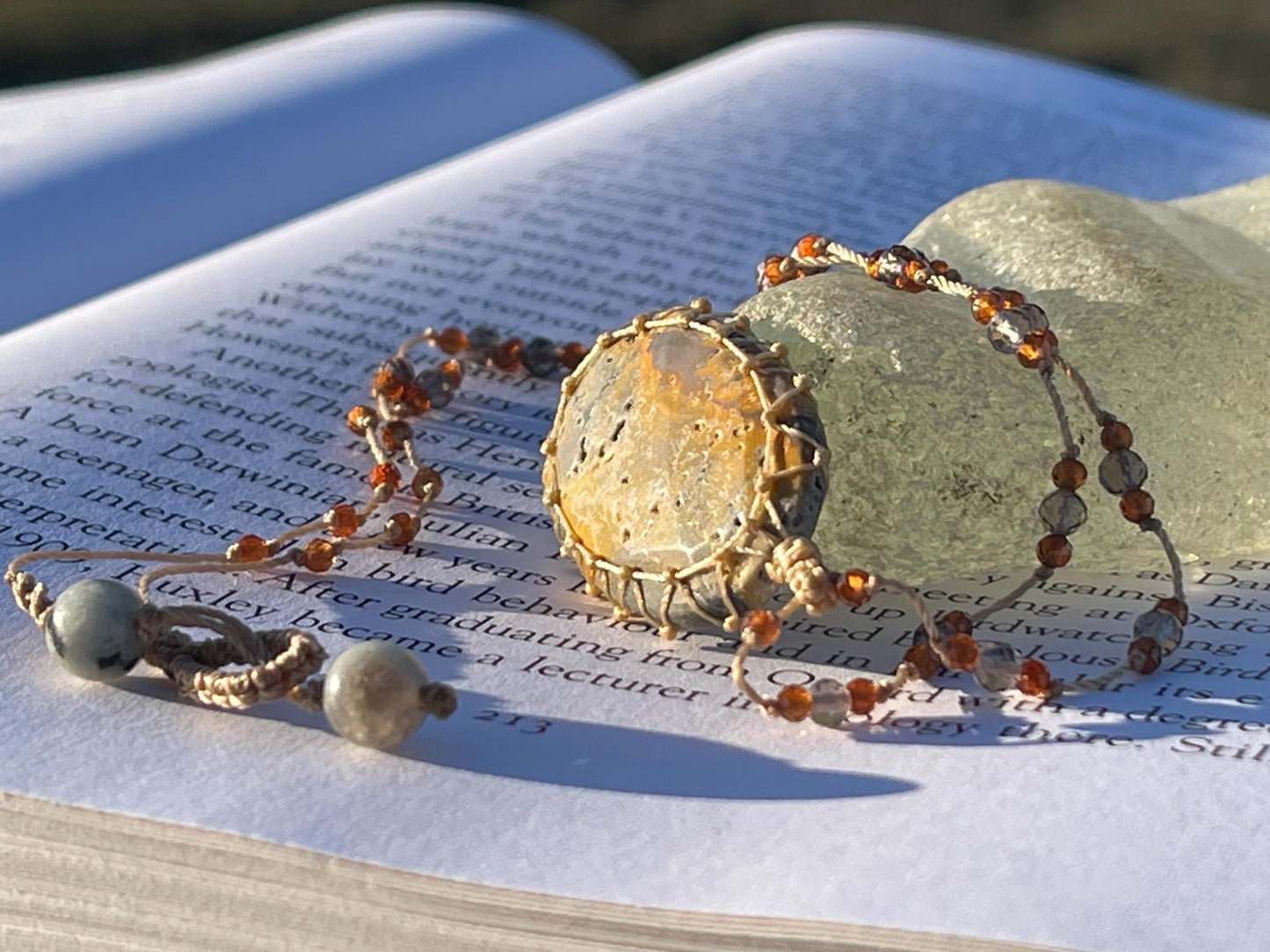 Stunning macrame yellow jasper necklace, jasper pendant, yellow gemstone, Handmade gemstone necklace, boho gift for her. Macrame jewellery.