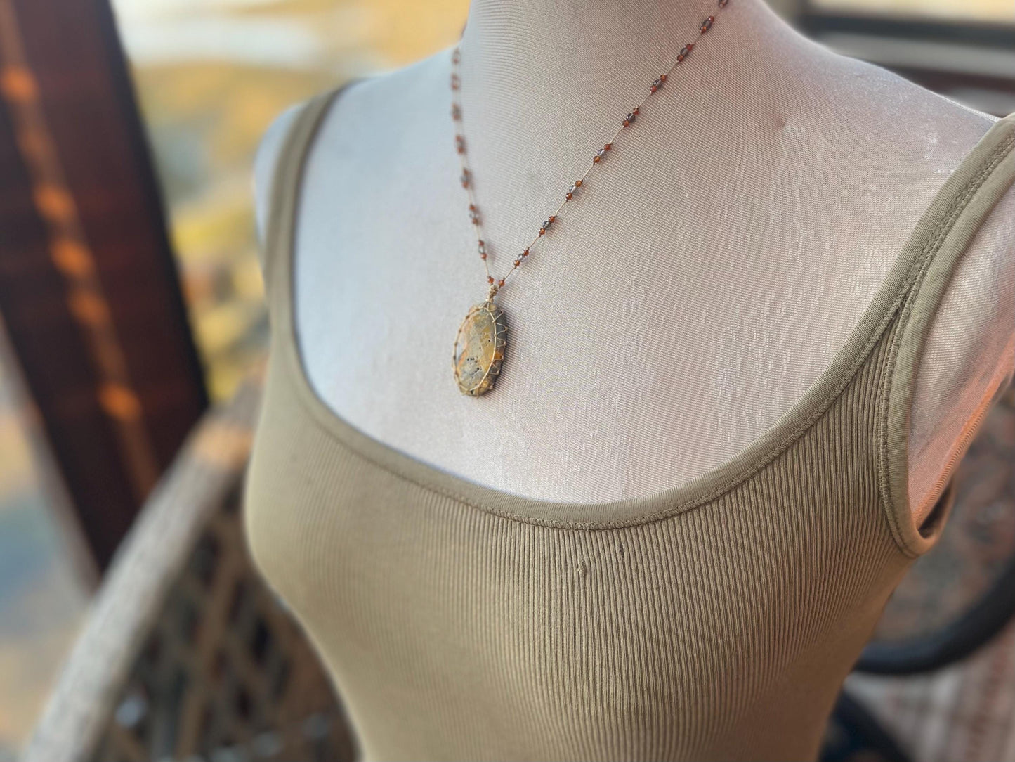 Stunning macrame yellow jasper necklace, jasper pendant, yellow gemstone, Handmade gemstone necklace, boho gift for her. Macrame jewellery.