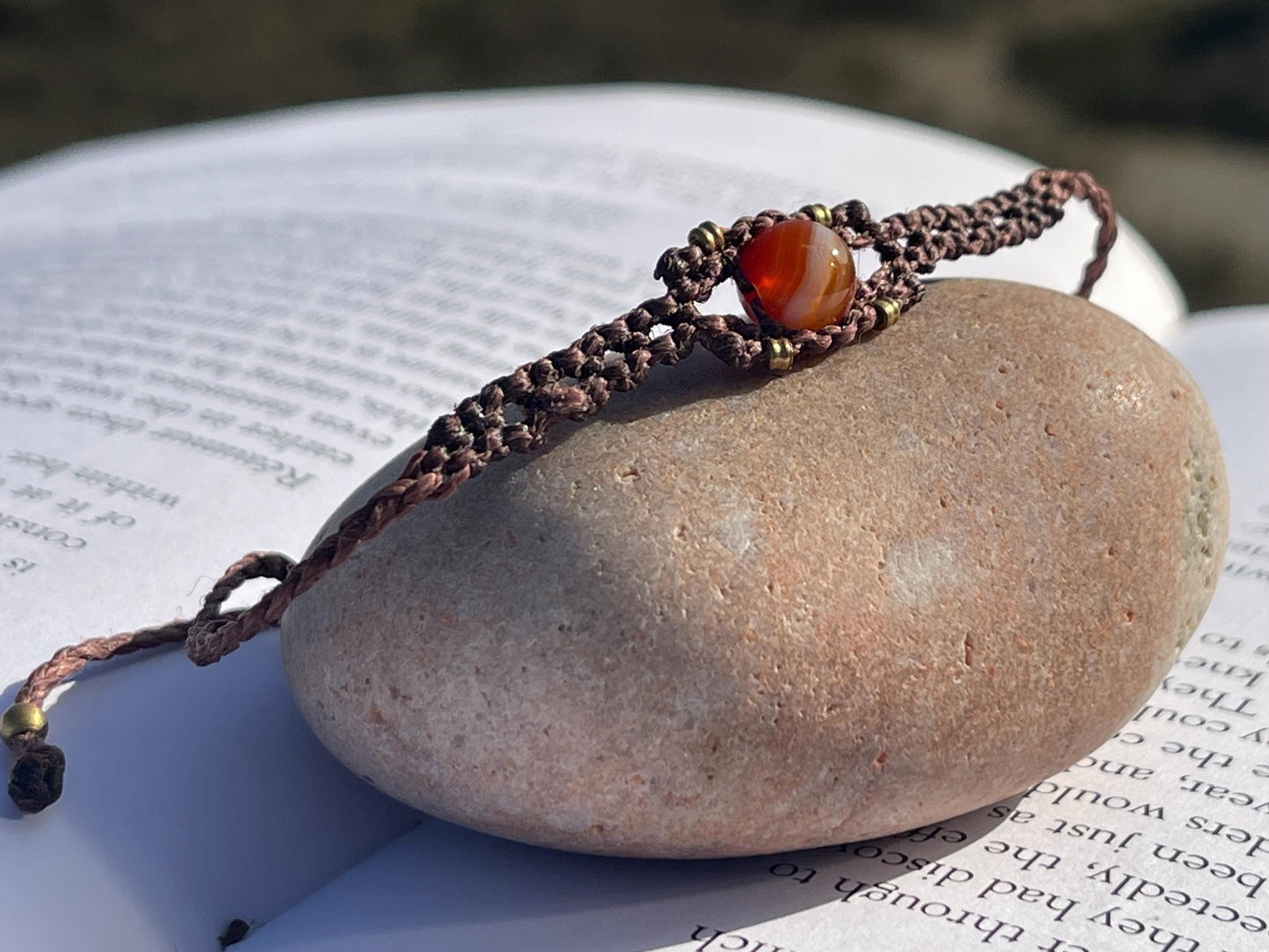 Stunning macrame wrapped carnelian gemstone  bracelet, ethical jewellery, unusual jewellery, macrame jewellery. Orange macrame bracelet.